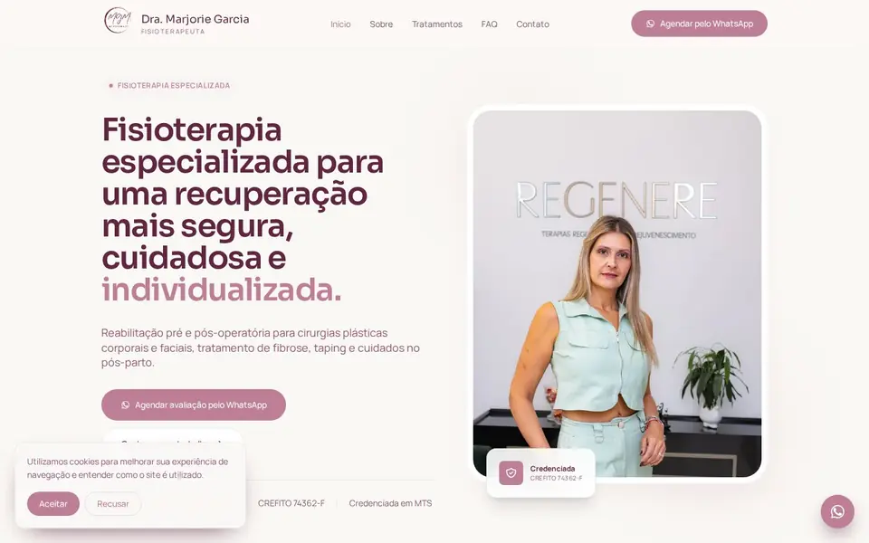 Página inicial do site Dra. Marjorie Garcia